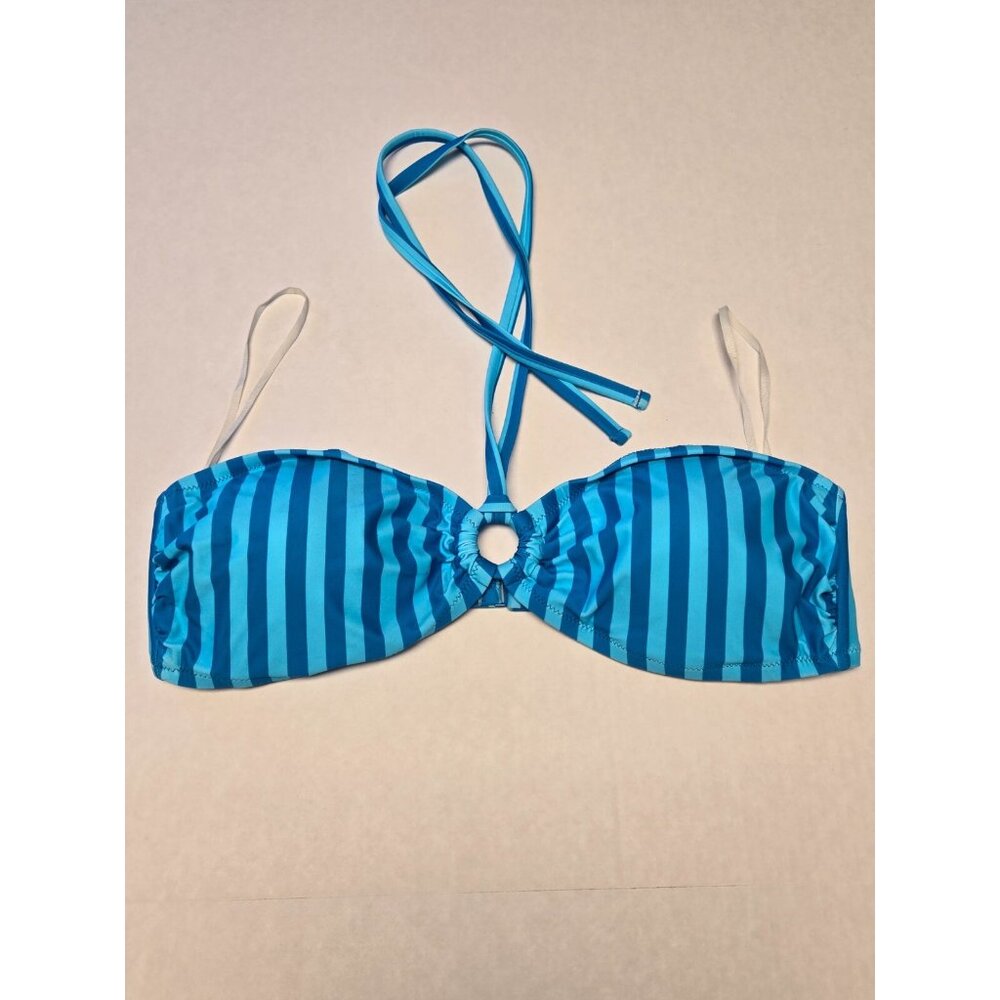 American Eagle Aerie Blue Striped Retro Beach Bikini Swim Suit